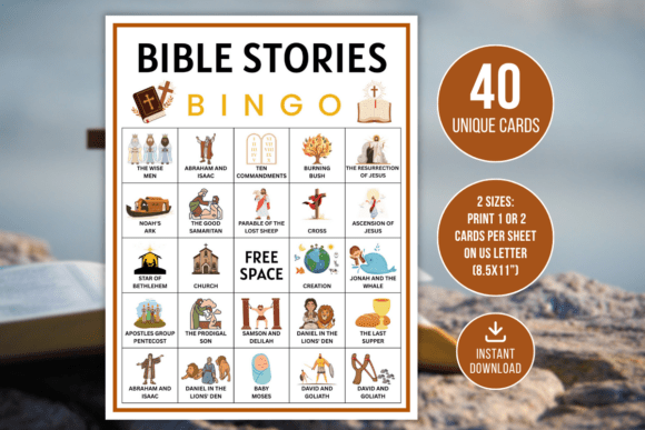 Bible Stories Bingo Game Kids Fun Print Templates