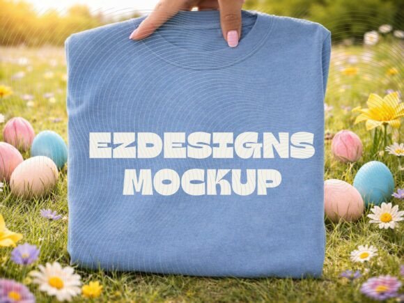 Blue Easter Shirt Mockup PNG 4 3