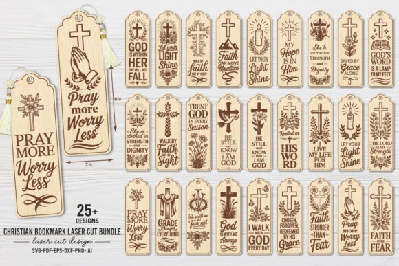 Christian Bookmark Laser Cut Bundle for Branding & Marketing
