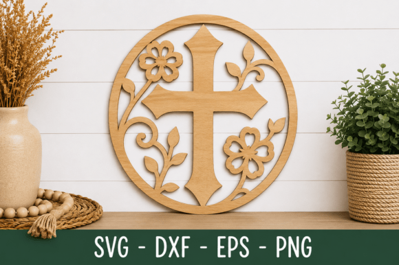 Christian Cross Wall Art SVG, Floral & Wall Decor