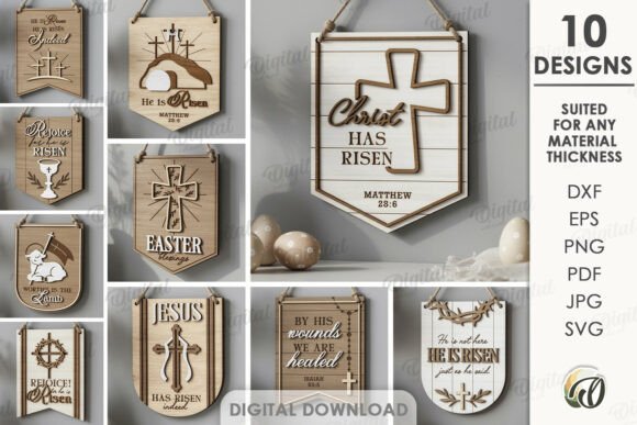 Christian Flags Bundle Laser Cut for Wall Decor