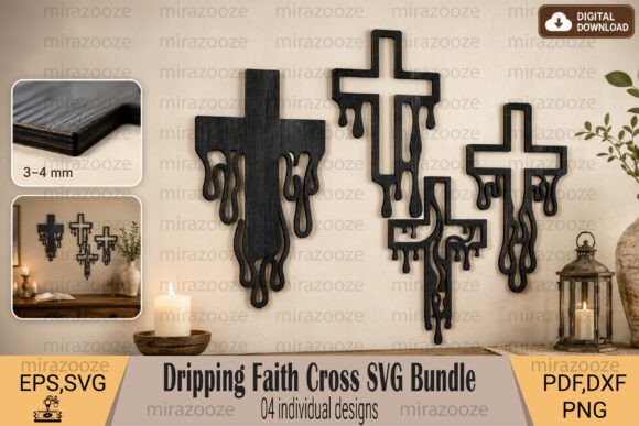 Dripping Faith Cross SVG Bundle