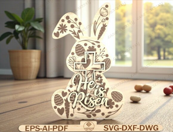 Easter Bunny Cross Sign Laser Cut File