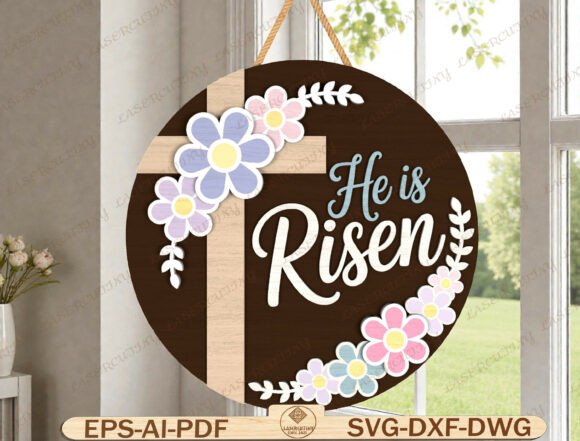 Easter Cross Door Hanger Laser Cut File