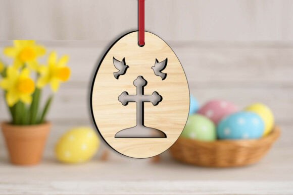 Easter Egg Jesus Cross Brids SVG Laser for Spring Amp