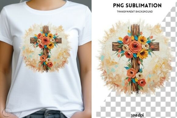 Floral Cross PNG Rustic Brushstroke Illustrations