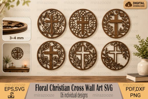 Floral Cross Wall Art Bundle & Wall Decor