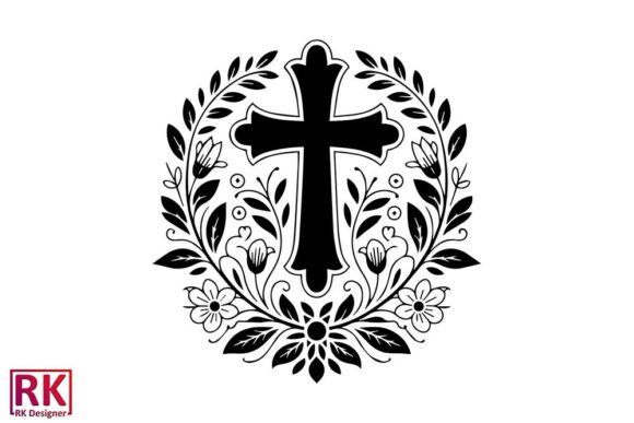 Floral Faith Cross Silhouette Vector for Crafts