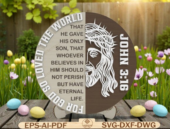 For God So Loved the World Sign Lasercut Graphic Templates