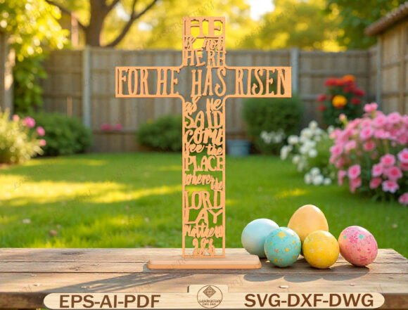 He Has Risen Cross Laser Cut File for Graphic Templates