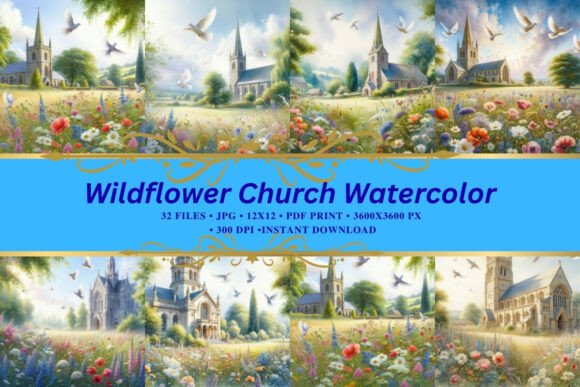 Wildflower Church Watercolor Backgrounds
